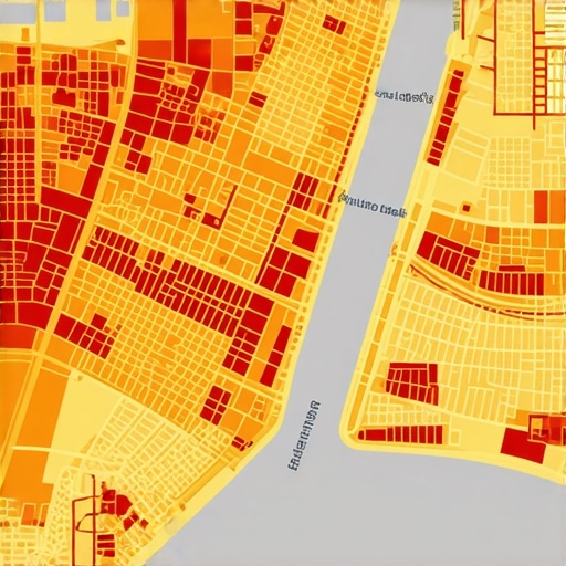 A city map with highlighted customer activity hotspots demonstrating map analytics for local SEO