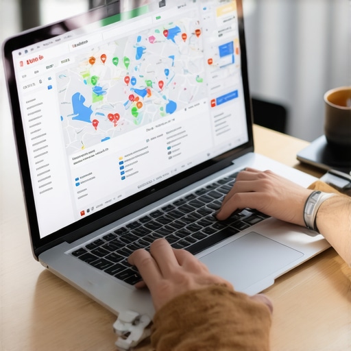 Person reviewing local SEO analytics on a laptop screen.