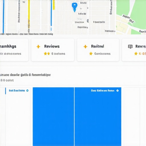 Screenshot of local SEO software dashboard with rankings, reviews, and map analytics