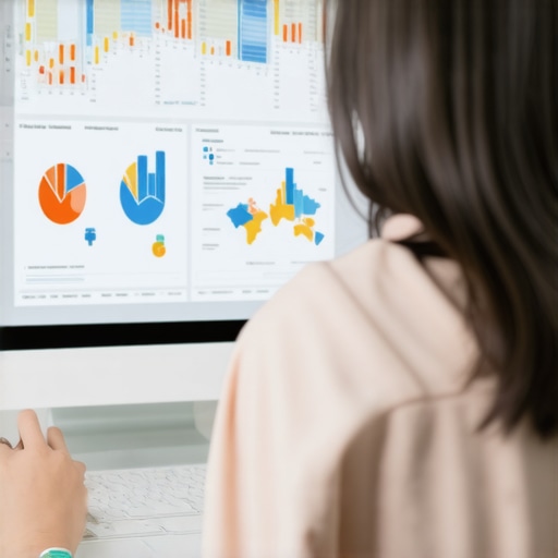 Person reviewing local SEO analytics on screen with charts and maps