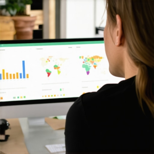 Person analyzing local search rankings and reviews on a laptop with analytics dashboards