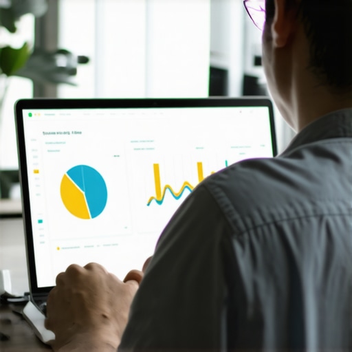 Person analyzing local SEO data on laptop screens, showcasing continuous SEO efforts.