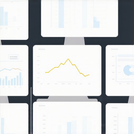 A professional workspace showing monitors with local SEO dashboards, maps, and review management software.
