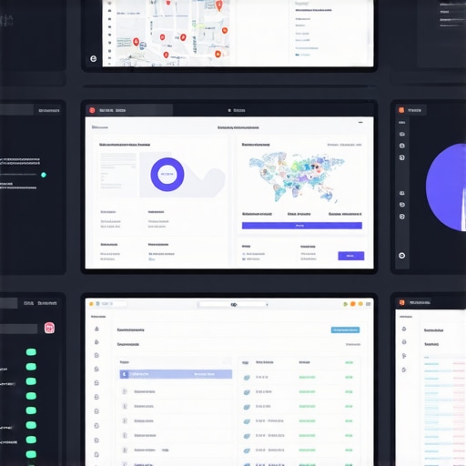 Dashboard of Local SEO Tools A workspace with screens showing local SEO dashboards, maps analytics, and citation monitors, illustrating effective management setup.