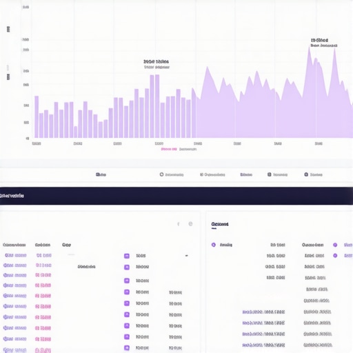 Close-up of an SEO analytics dashboard showing complex data visualization and potential errors.