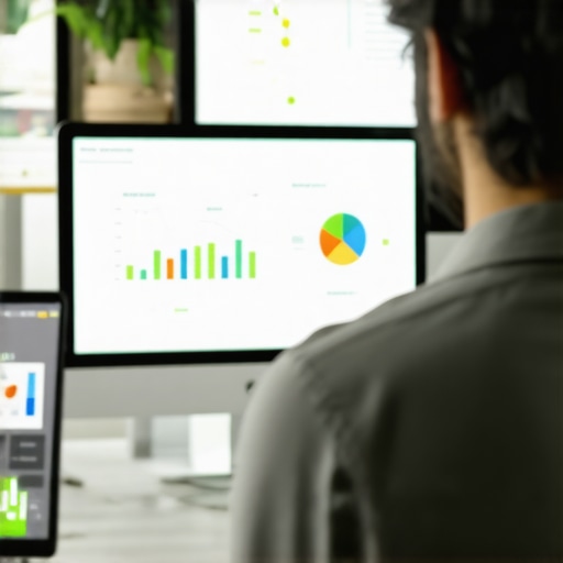 Marketer reviewing local SEO analytics dashboard on computer screen