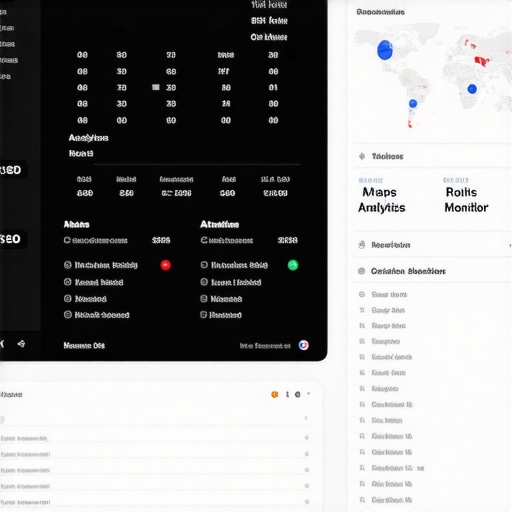 Screenshot of a comprehensive local SEO management dashboard showing rank tracking, map analytics, citation stats, and reviews.