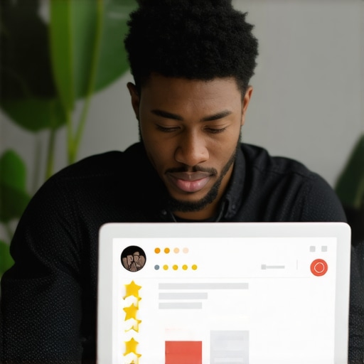 Business owner engaging with customers through review responses on a laptop.