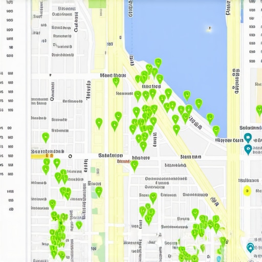 Visualization of local SEO rank tracking across a neighborhood grid