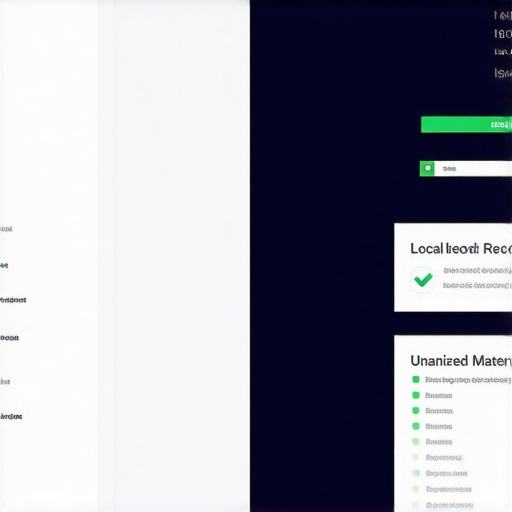 Comparison between inconsistent business listings and a clean local SEO citation audit dashboard.