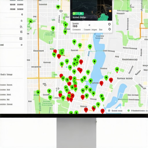 Local SEO heatmap showing proximity-based rankings across a city grid.