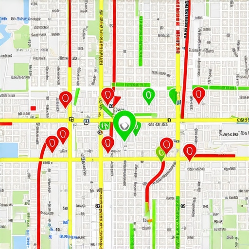 Hyper-Local Proximity Ranking Grid A map showing ranking positions across different city blocks to visualize local SEO proximity.