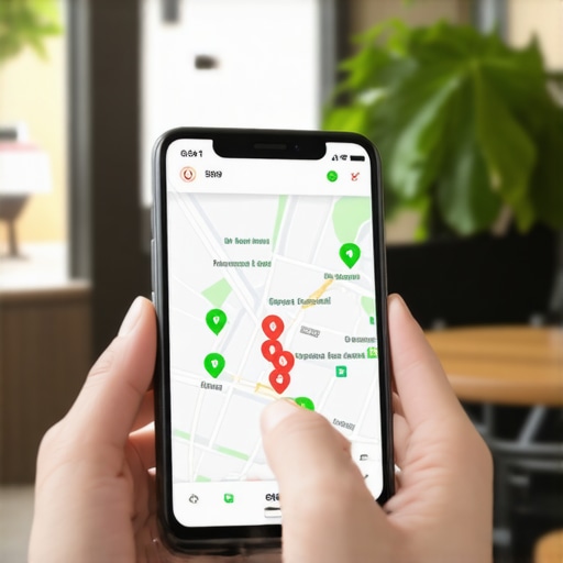 Smartphone displaying a map pack grid ranking report for a local business