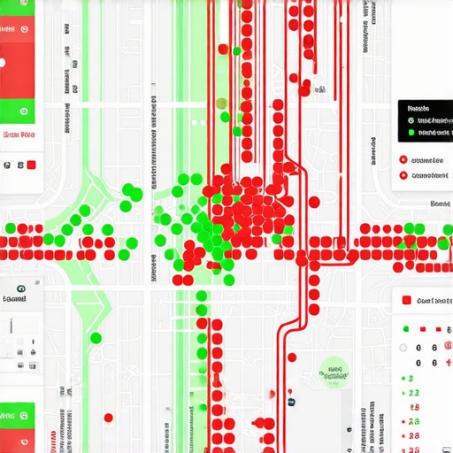 A visual representation of a local SEO heatmap showing neighborhood-level ranking data.