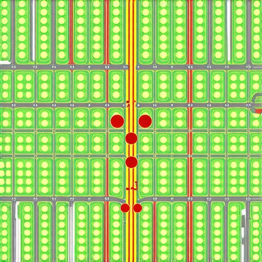 A localized SEO heat map showing ranking positions across a neighborhood grid.