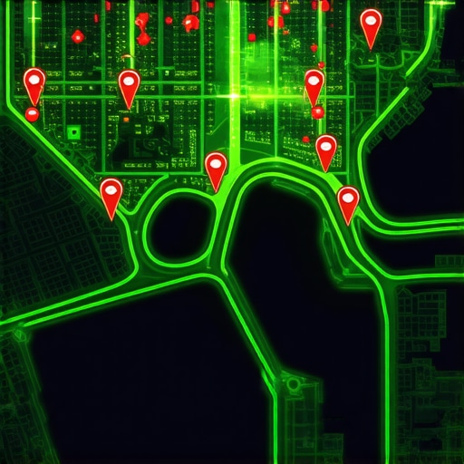 Local SEO Command Center Dashboard A digital map showing local SEO ranking pins in a 3D grid layout.