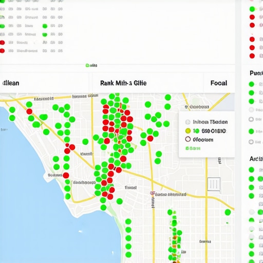 A visual representation of local SEO rank tracking and proximity analytics.
