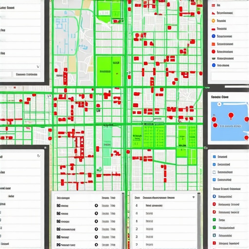 A visual representation of local search ranking proximity using a grid-based tracking tool.