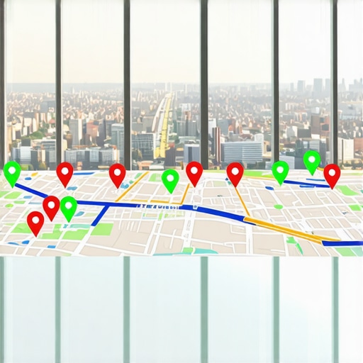 A visual representation of hyper-local rank tracking across a city map grid.