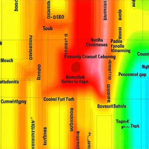 A visual heatmap showing local search proximity ranking and the proximity gap for a small business.