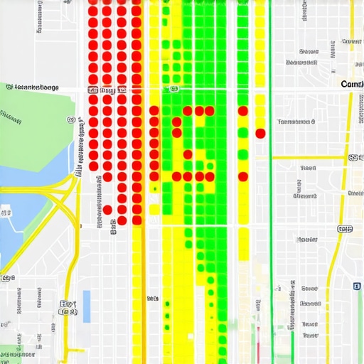 A detailed map pack heatmap showing proximity-based rankings for a local business
