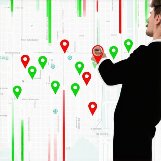 A visualization of local search rankings using a proximity heatmap to identify business visibility gaps.