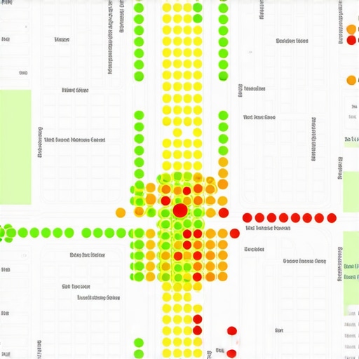 A map grid showing local ranking fluctuations across different city neighborhoods.