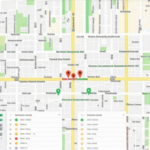 Local SEO Neighborhood Proximity Grid A rank tracker dashboard showing neighborhood-level visibility for a local business