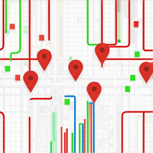 A digital grid showing local SEO rank tracking across different streets in a city neighborhood.