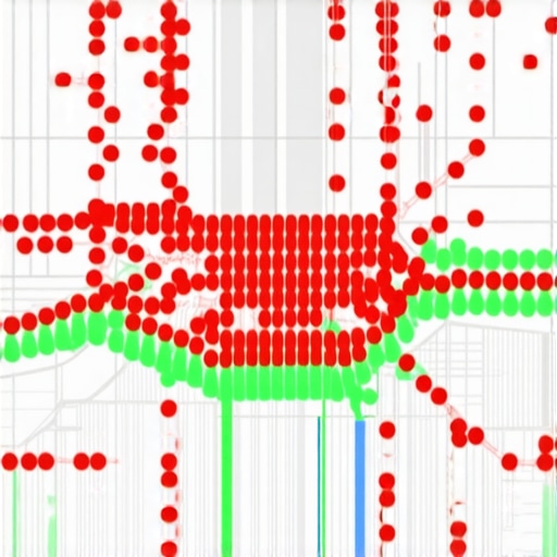 A digital map showing localized ranking heat map for a business in a specific neighborhood.
