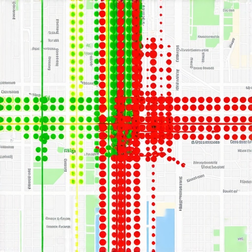Local SEO Proximity Heat Map Example A map showing a grid of ranking results across a city to demonstrate the proximity gap in local SEO.