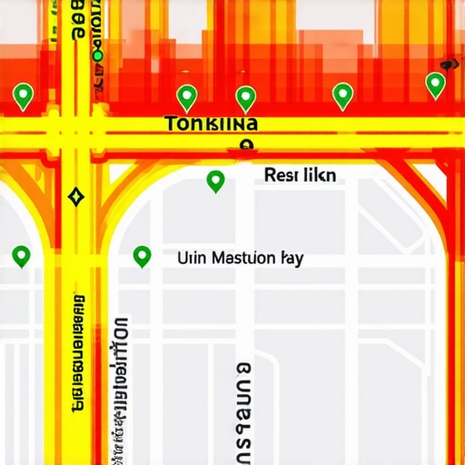 A local SEO heatmap showing how business rankings change block by block in a city.