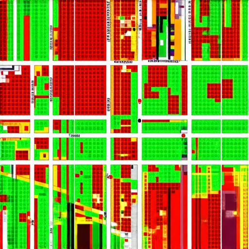 A 3D heatmap showing how local rankings vary block-by-block in a city environment.