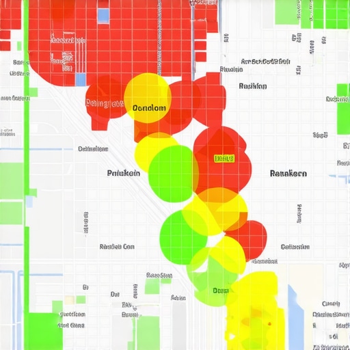A visual representation of hyper-local search rankings showing proximity gaps on a city map.