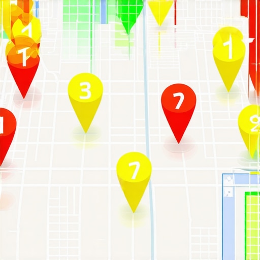 Local SEO Proximity Heatmap Visualization A heatmap showing local search ranking drop-off across a city grid.
