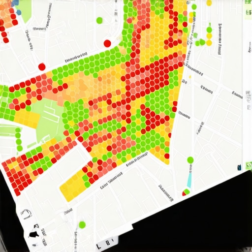 Local SEO Proximity Heatmap Visualization A professional local SEO heatmap tool showing ranking performance across different neighborhood blocks.