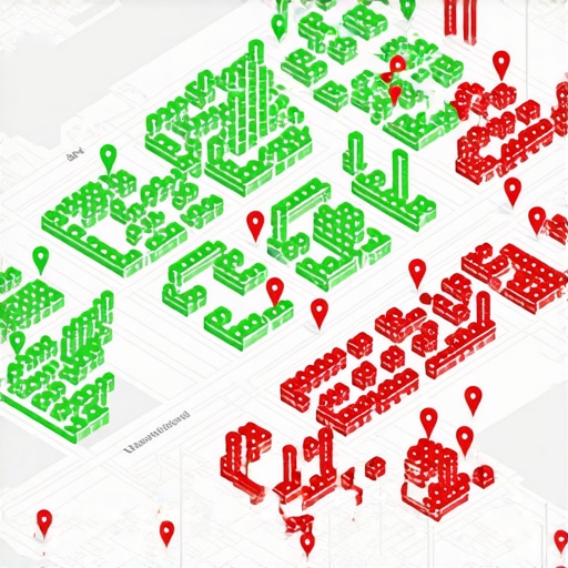 A detailed map grid showing how local search rankings vary by street block.