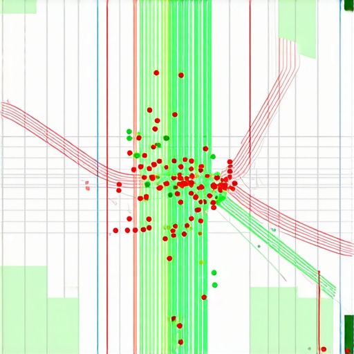 A visual representation of local search rankings using a proximity heatmap grid over a city map.