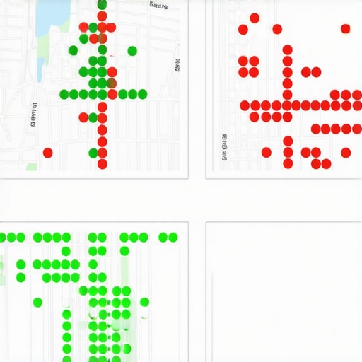 A map showing ranking positions across a local neighborhood grid using SEO software.