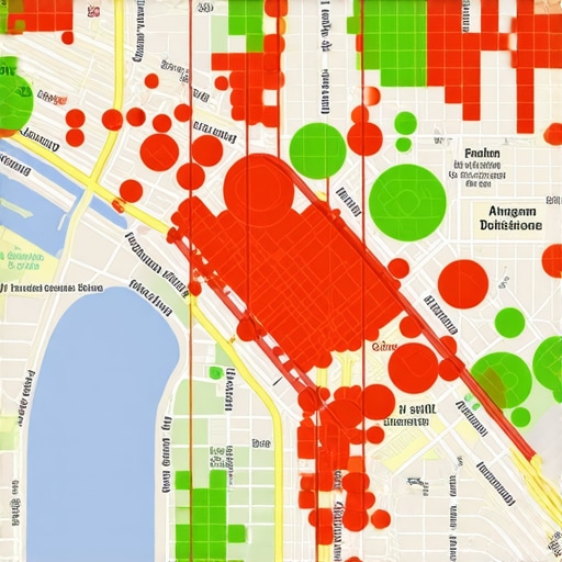 A digital heatmap showing how a business ranks differently across various city blocks.