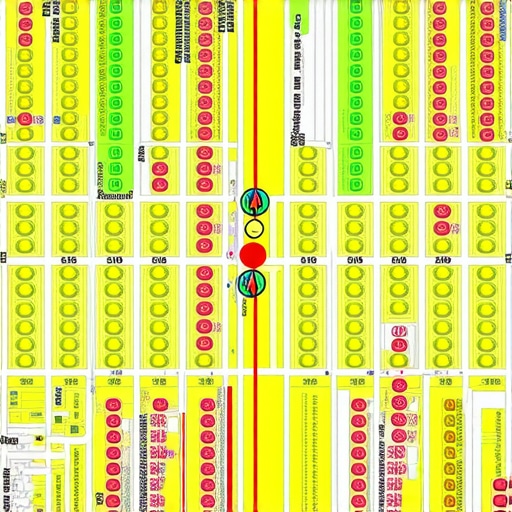 A visual grid representing local SEO rank tracking across different neighborhood coordinates.