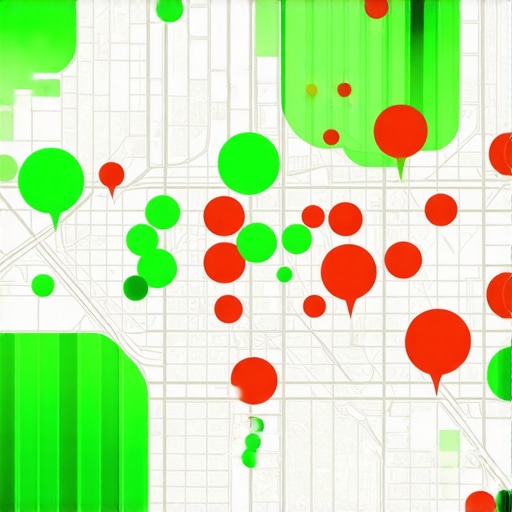 Local Search Proximity Grid Visualization A heatmap showing how business rankings change block-by-block in a city.