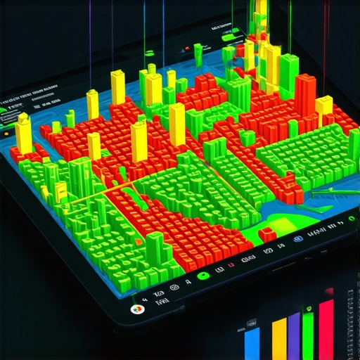 A digital map showing local SEO rank tracking with a grid of proximity-based performance indicators.
