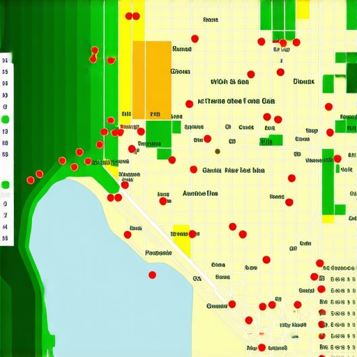 Proximity Ranking Heatmap for Local SEO Maintenance A local SEO heatmap displaying ranking positions across a geographic grid to track proximity-based visibility.
