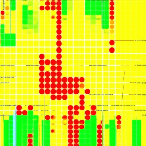 A 13x13 heat map grid showing local search ranking fluctuations across a service area.