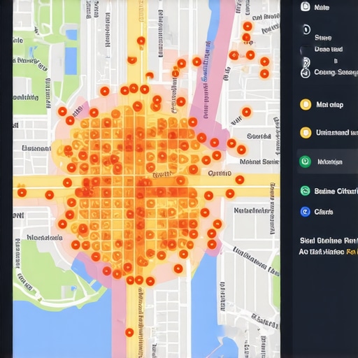 A visual representation of local SEO maintenance tools and proximity heat-maps.