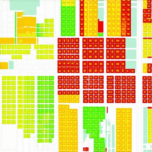 Local SEO heat map showing ranking fluctuations across a city grid