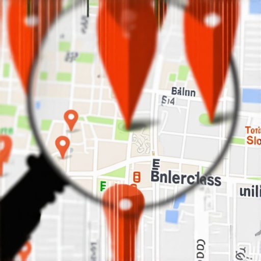 A map showing multiple overlapping business pins signifying a duplicate listing problem.