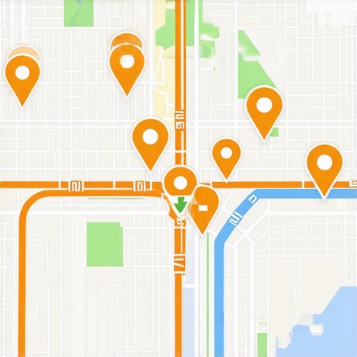 A digital map showing local SEO grid tracking results across different neighborhoods.