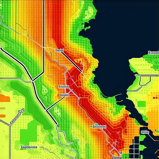 A 3D map showing local SEO rank distribution across a neighborhood.